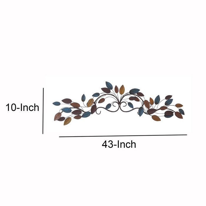 Metal Wall Decor with Scrolled Details and Leaf Accents, Multicolor