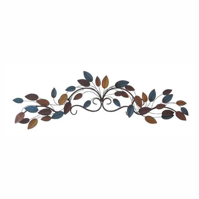 Metal Wall Decor with Scrolled Details and Leaf Accents, Multicolor