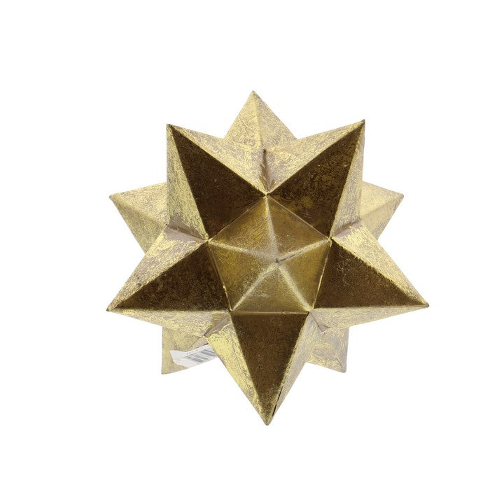 Geometric Metal Table Decor with 3 Dimensional Star Shape, Gold