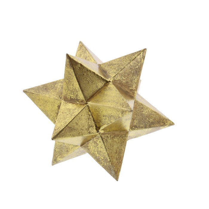 Geometric Metal Table Decor with 3 Dimensional Star Shape, Gold