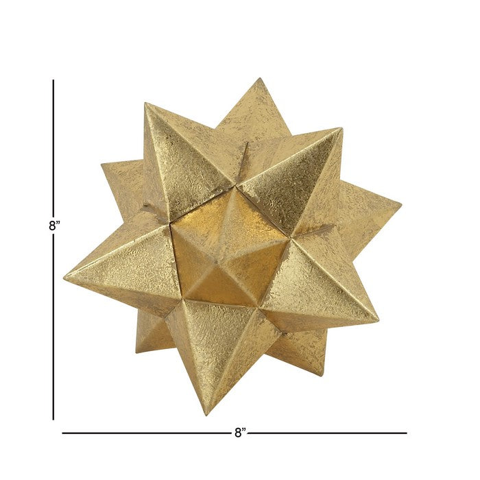 Geometric Metal Table Decor with 3 Dimensional Star Shape, Gold