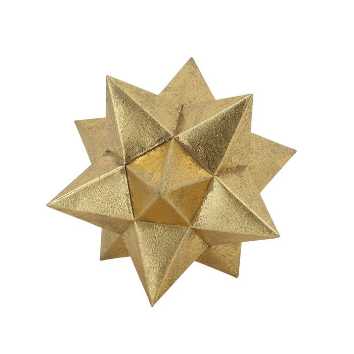 Geometric Metal Table Decor with 3 Dimensional Star Shape, Gold