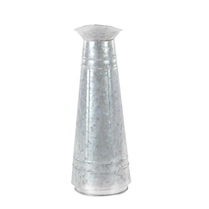 Farmhouse Style Metal Pitcher Vase and Planter with Handle, Gray