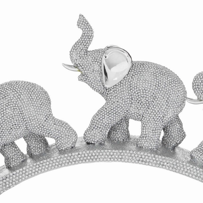 Polystone Table Decor with 3 Elephants and Textured Details, Gray