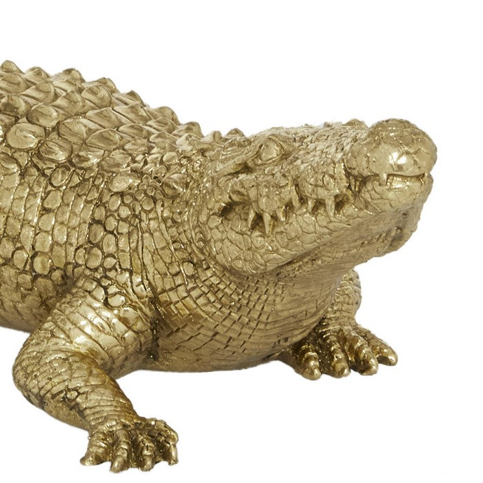 Polystone Crocodile Accent Decor with Textured and Carved Details, Brown