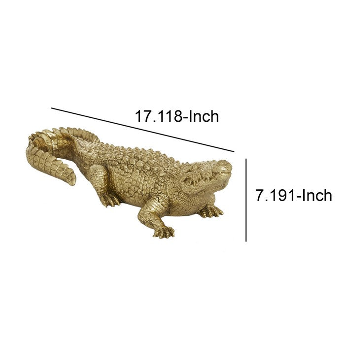 Polystone Crocodile Accent Decor with Textured and Carved Details, Brown