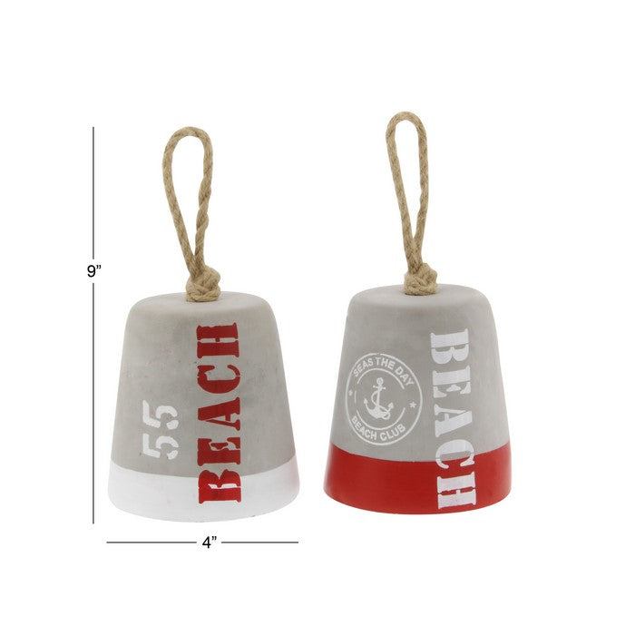 Scripted detail Cement Door Stopper with Rope Handle, Set of 2, Gray
