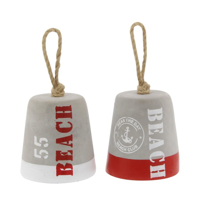 Scripted detail Cement Door Stopper with Rope Handle, Set of 2, Gray