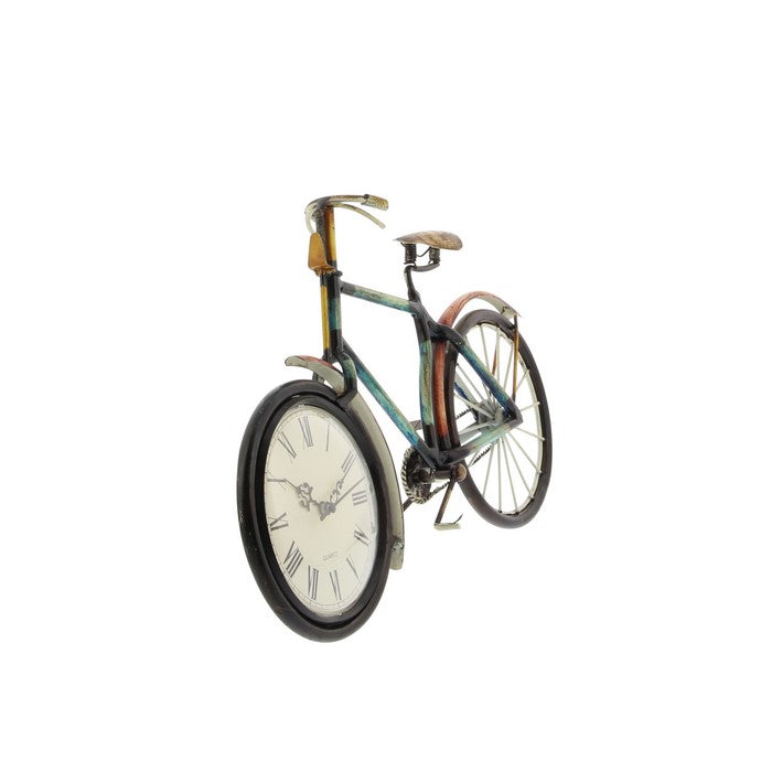 Bicycle Shaped Metal Table Clock with Stand Support, Multicolor