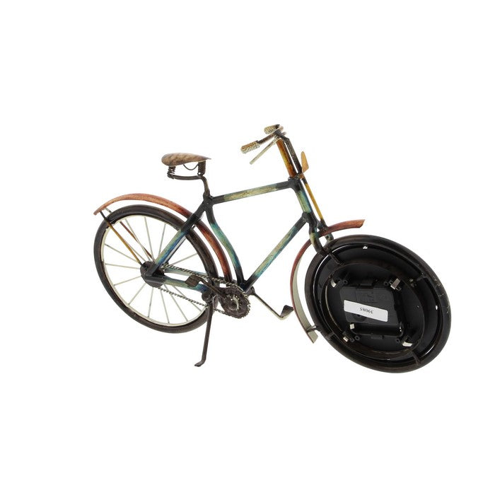 Bicycle Shaped Metal Table Clock with Stand Support, Multicolor