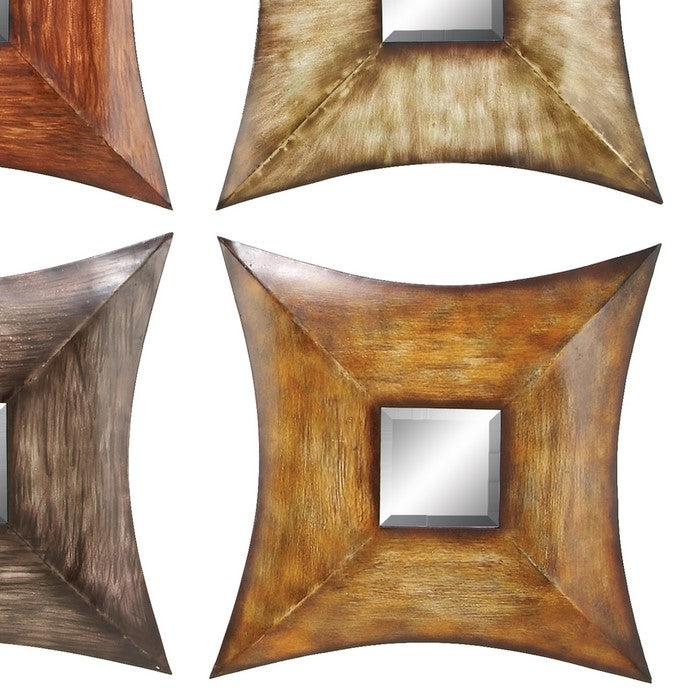 Concave Shaped Wall Mirror with Metal Body, Set of Four, Multicolor