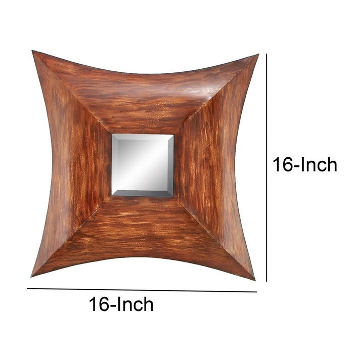 Concave Shaped Wall Mirror with Metal Body, Set of Four, Multicolor
