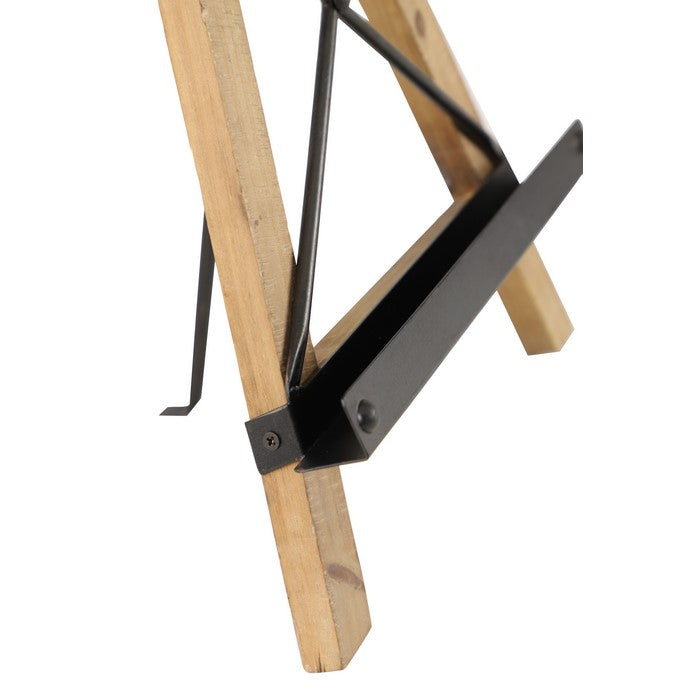 Industrial Metal and Wooden Easel with Finial Accent, Large, Brown and Gray