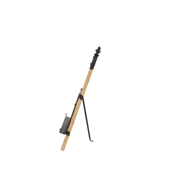 Industrial Metal and Wooden Easel with Finial Accent, Large, Brown and Gray
