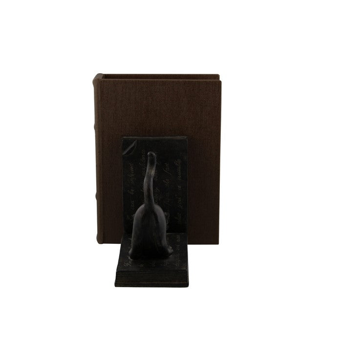 Polystone Bookend Pair with Book Opening Cats, Black