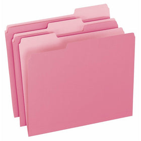 Pendaflex 15213PIN Colored File Folders, 1/3 Cut Top Tab, Letter, Pink/Light Pink (Box of 100)