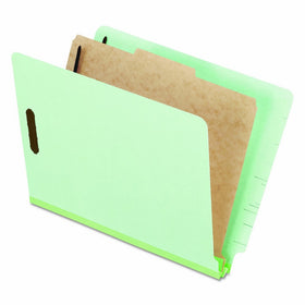 Pendaflex Pressboard End-Tab Classification Folders, Letter Size, 1 Divider, 1.75" Expansion, Light Green, Straight Cut, 10/BX (23214)