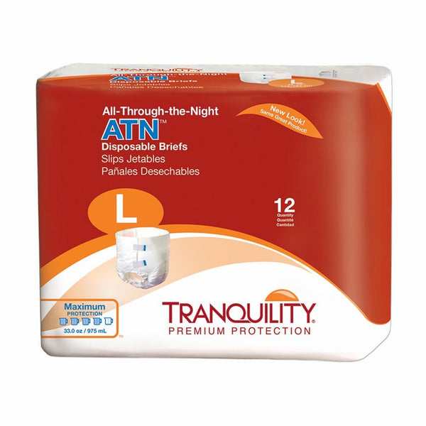 Tranquility ATN (All-Through-the-Night) Adult Disposable Briefs - LG - 72 ct