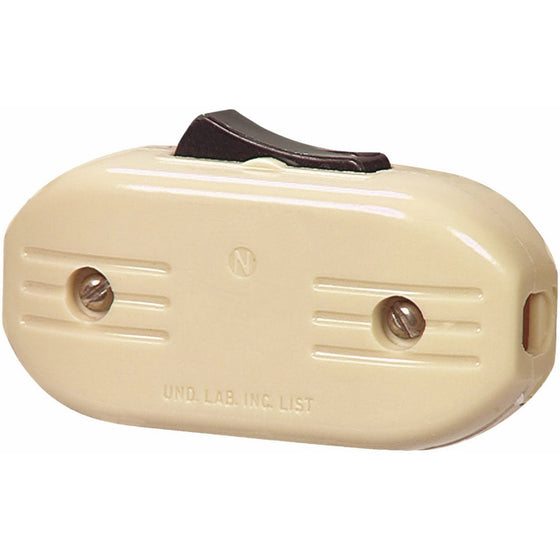 Cooper Wiring Devices 933V-SP-LS 3-Amp, 120-Volt Feed Through Cord Switch, Ivory