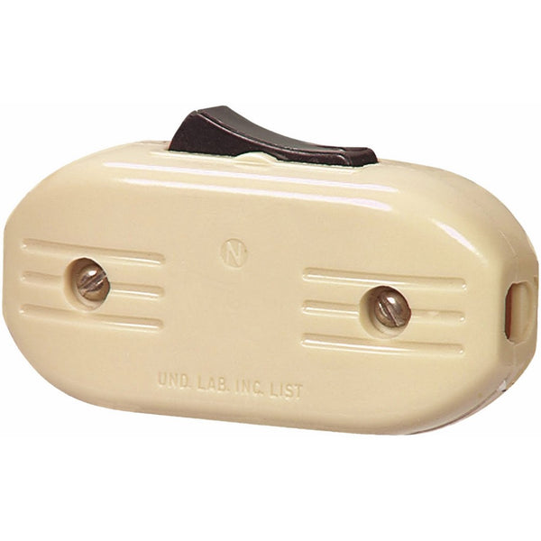 Cooper Wiring Devices 933V-SP-LS 3-Amp, 120-Volt Feed Through Cord Switch, Ivory