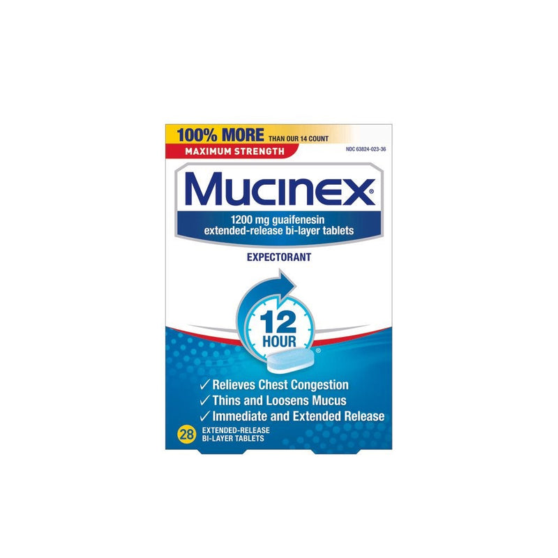 Mucinex 12 Hr Max Strength Chest Congestion Expectorant Tablets, 28ct
