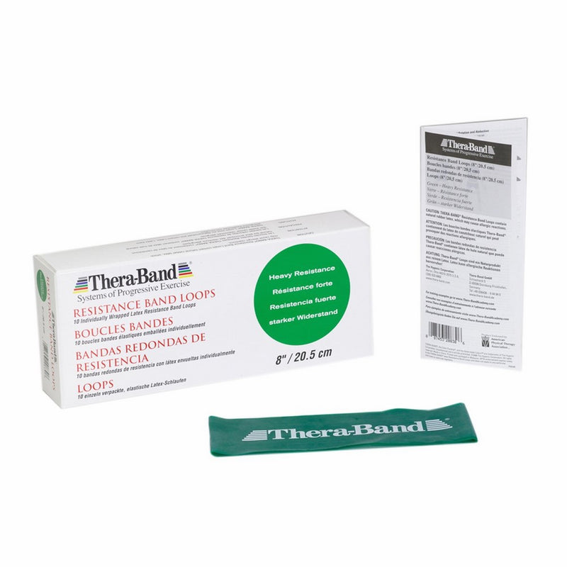 TheraBand Professional Latex Resistance Band Loop, 8 Inch, Green, Heavy