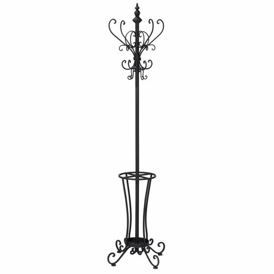 Southern Enterprises Rustic Metal Scroll Hall Tree 71" Tall, Black Finish