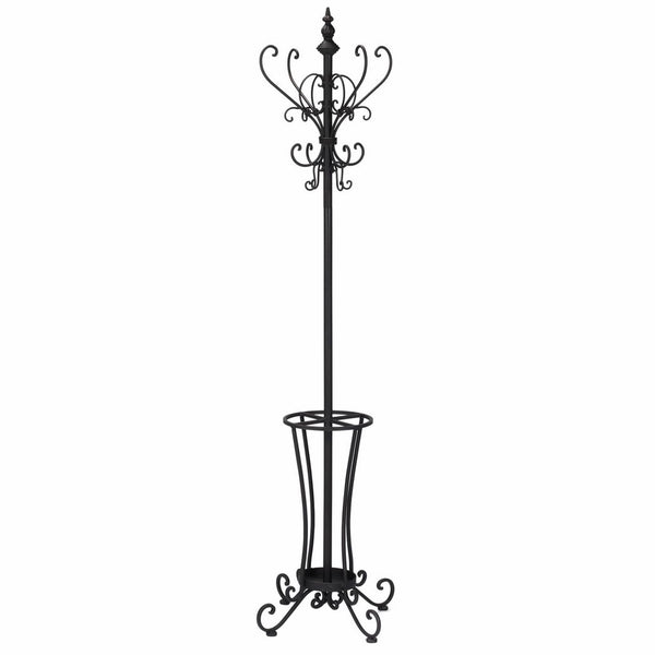 Southern Enterprises Rustic Metal Scroll Hall Tree 71" Tall, Black Finish