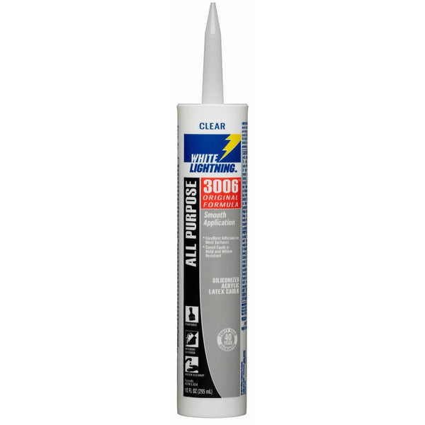 White Lightning Products 30067 3006 Siliconized All Purpose Acrylic Latex Adhesive Caulk, Clear