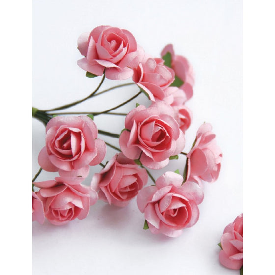 Zva Creative Mini Rose Bulk Paper Flowers .5' (12mm) 144 Stems Pink by BadaBada Favors