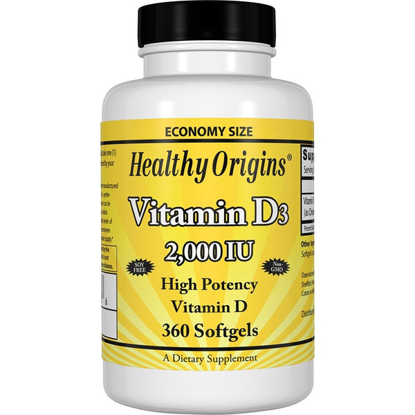 Healthy Origins Vitamin D3, 2000 IU, 360 Count