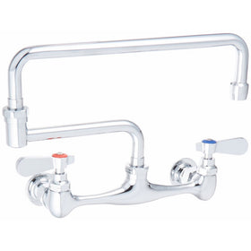 Whitehaus WHFS813-POCH Wall Mount 18-Inch Laundry Faucet with Double Jointed Retractable Swing Spout and Lever Handles, Polished Chrome