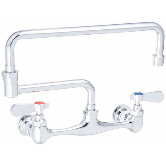 Whitehaus WHFS813-POCH Wall Mount 18-Inch Laundry Faucet with Double Jointed Retractable Swing Spout and Lever Handles, Polished Chrome