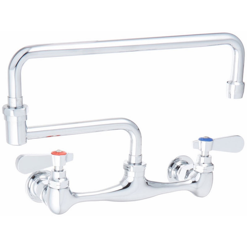 Whitehaus WHFS813-POCH Wall Mount 18-Inch Laundry Faucet with Double Jointed Retractable Swing Spout and Lever Handles, Polished Chrome