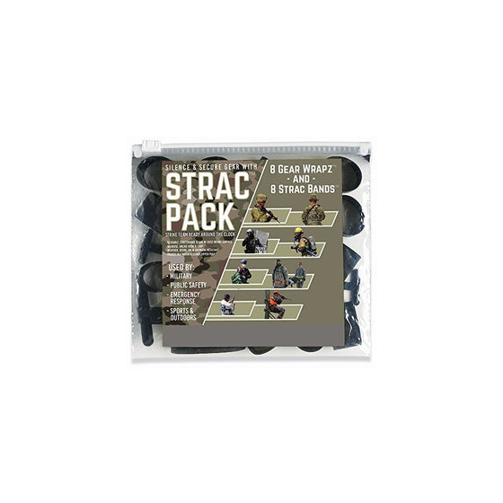 Alliance STRAC (Strike Team Ready Around the Clock) Combo Pack, 16 Bands Total Including 8 STRAC Black EPDM Rubberbands and 8 Black EPDM Gear Wrapz in Zip Close Poly Pouch. (7812)