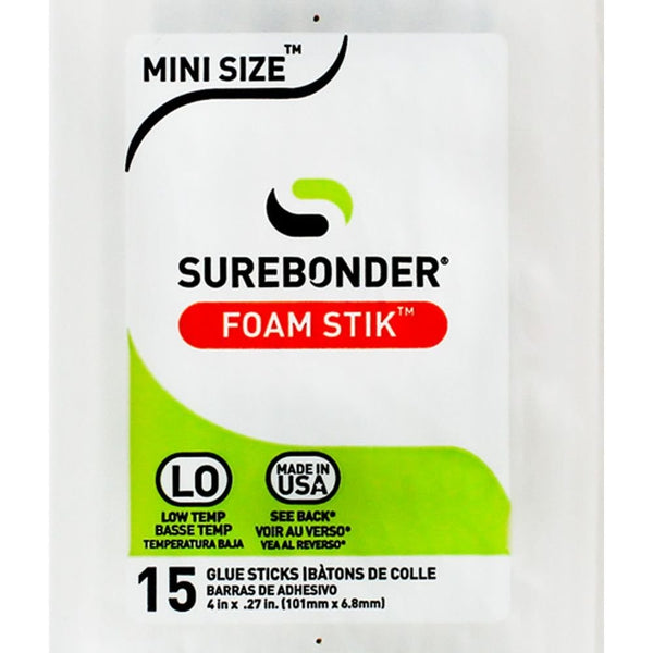 Surebonder FM-15 Mini Low Temperature Foam Stik Glue Stick-15 sticks-4" length5/16" diameter