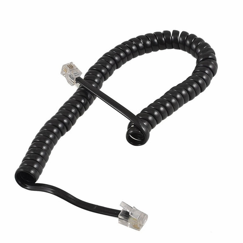 Uxcell RJ9 4P4C Plug Coiled Stretchy Telephone Handsets Cable for Landline Telephone, Black