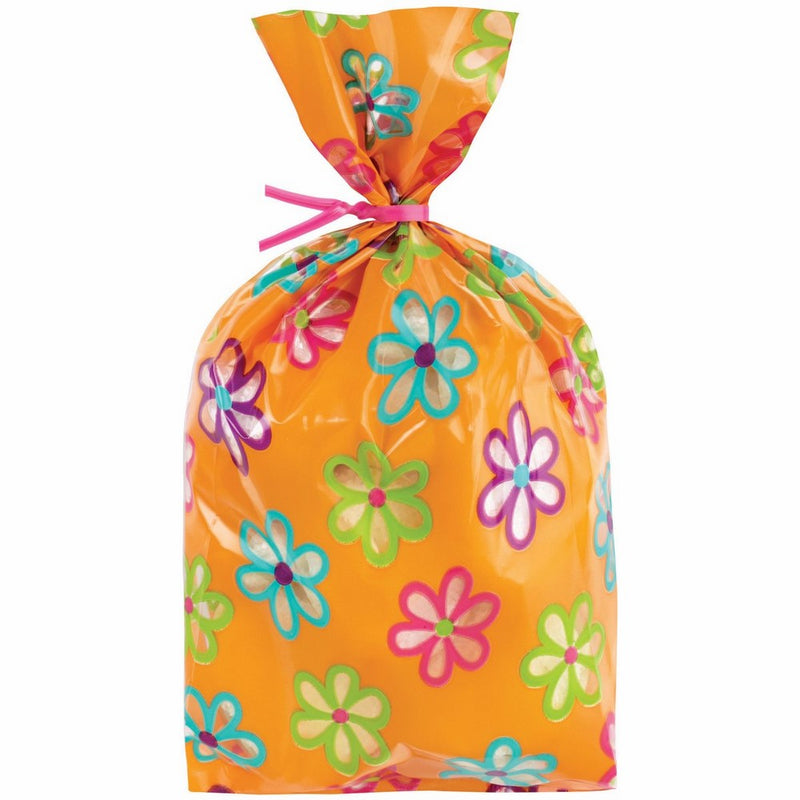 Party Bag 4"X9-1/2" 20/Pkg-Floral Orange