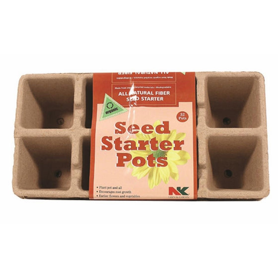 JIFFY/FERRY MORSE SEED FS32390519 32-Cell All Natural Fiber Seed Starter Plant Pots, Brown