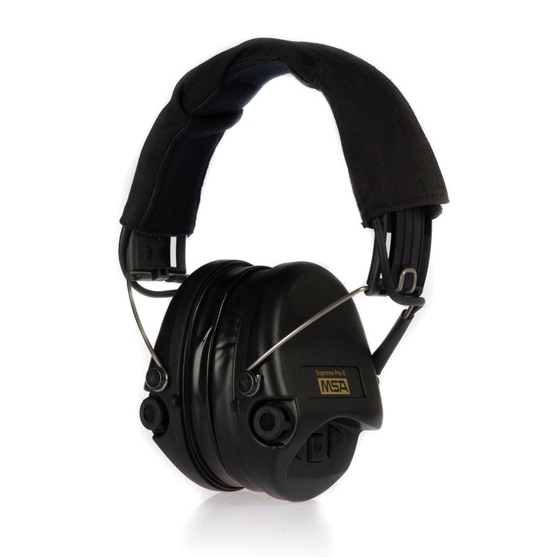 MSA Sordin Supreme Pro X - Premium Edition - Electronic Earmuff with black headband, black cups and gel seals fitted