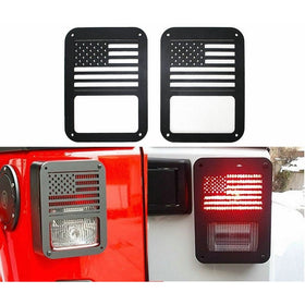 E-cowlboy Tail light Cover Trim Guards Protector USA flag for Jeep Wrangler JK JKU Sports Sahara Freedom Rubicon X & Unlimited 2007-2018 (pack of 2)