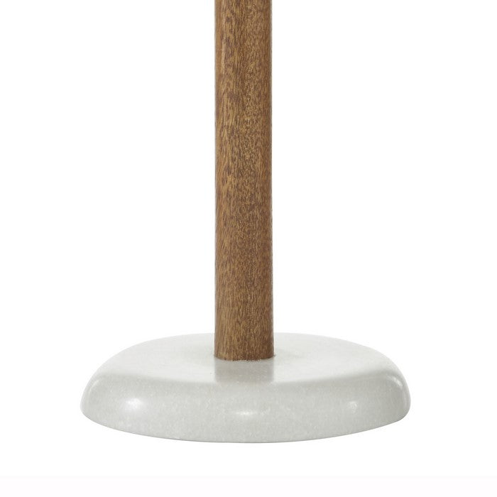 Wooden Paper Towel Holder with Round Marble Base, Brown and White