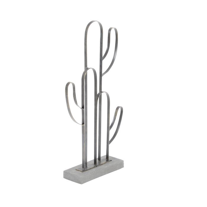Metal Cactus Table Decor with Stable Base Support, Gray