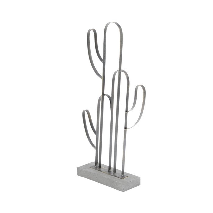 Metal Cactus Table Decor with Stable Base Support, Gray