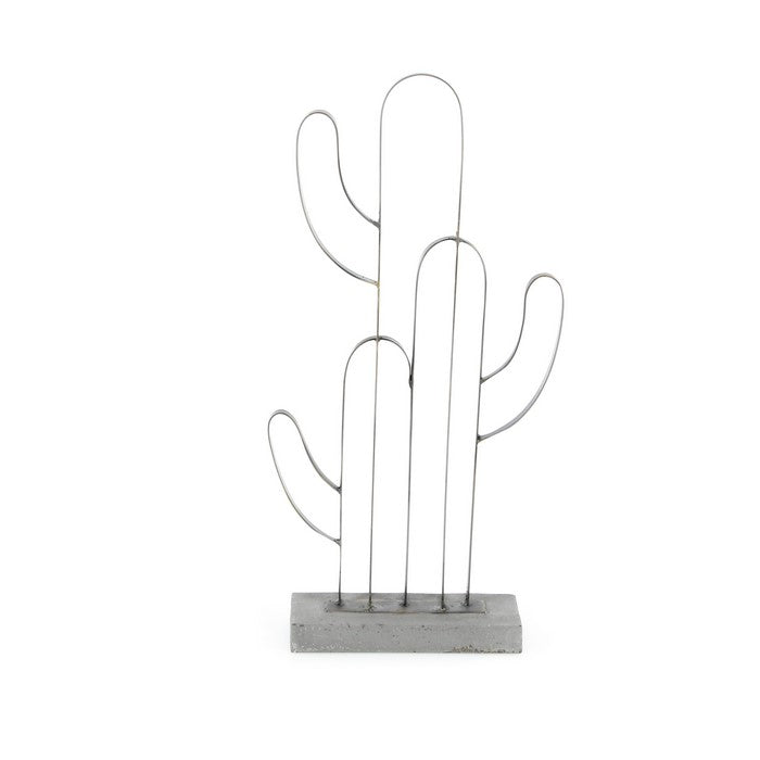 Metal Cactus Table Decor with Stable Base Support, Gray