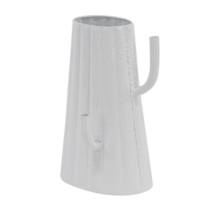 Metal Cactus Vase with Tapered Body and 2 Extended Arms, White