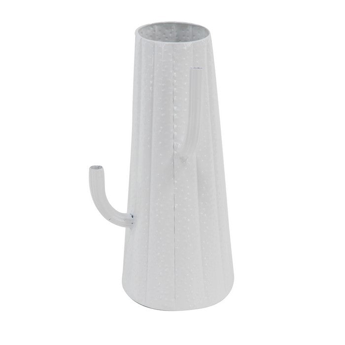 Metal Cactus Vase with Tapered Body and 2 Extended Arms, White
