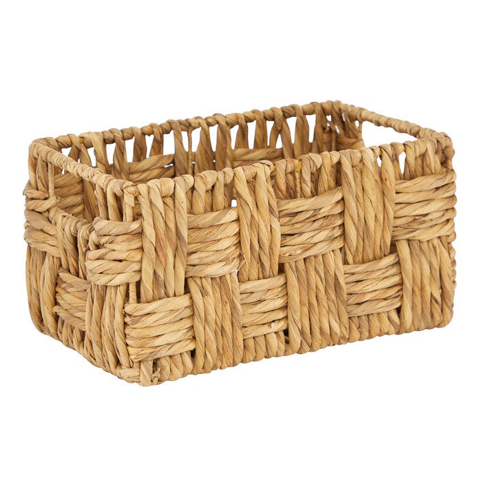 Rectangular Woven Jute Basket with Metal Frame, Set of Two, Brown