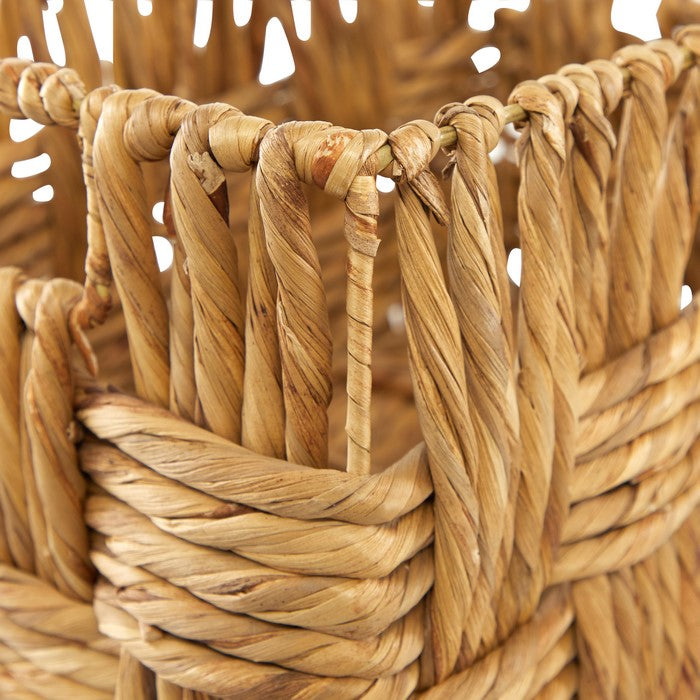 Rectangular Woven Jute Basket with Metal Frame, Set of Two, Brown