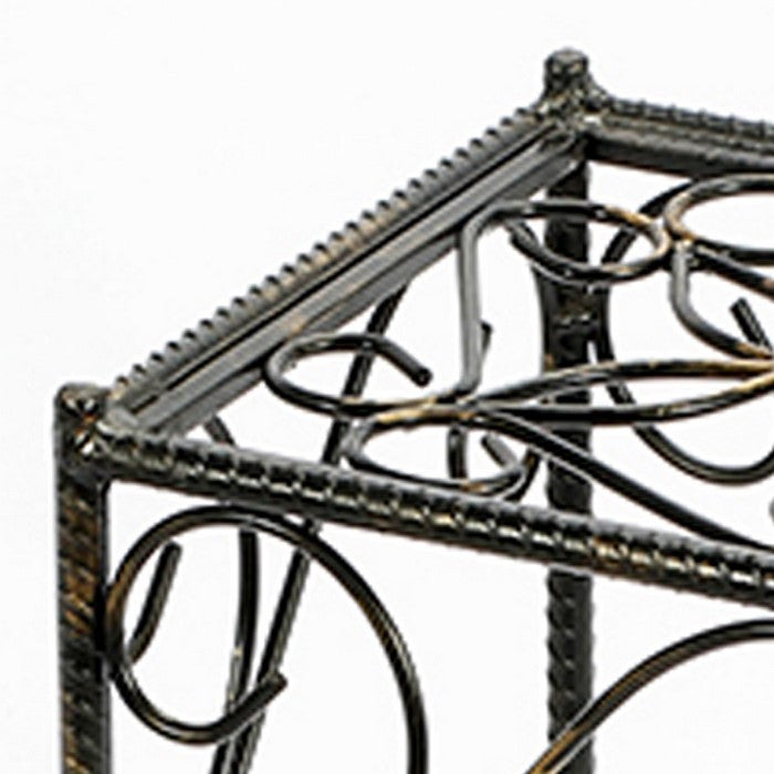 Scrolled Metal Frame Plant Stand with Square Top, Medium, Black